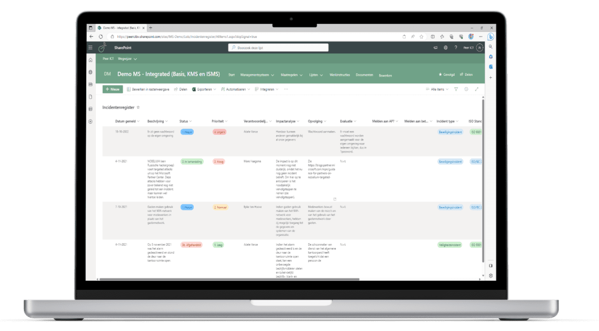 ISMS - Incidentenregister - Laptop