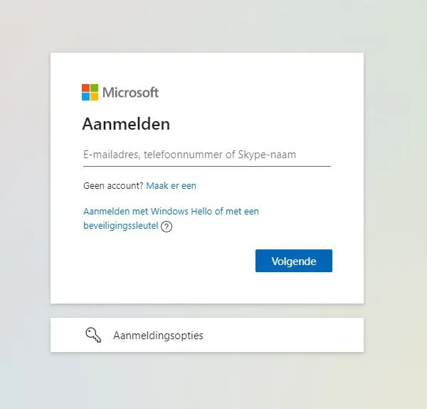 Inlogscherm van Microsoft