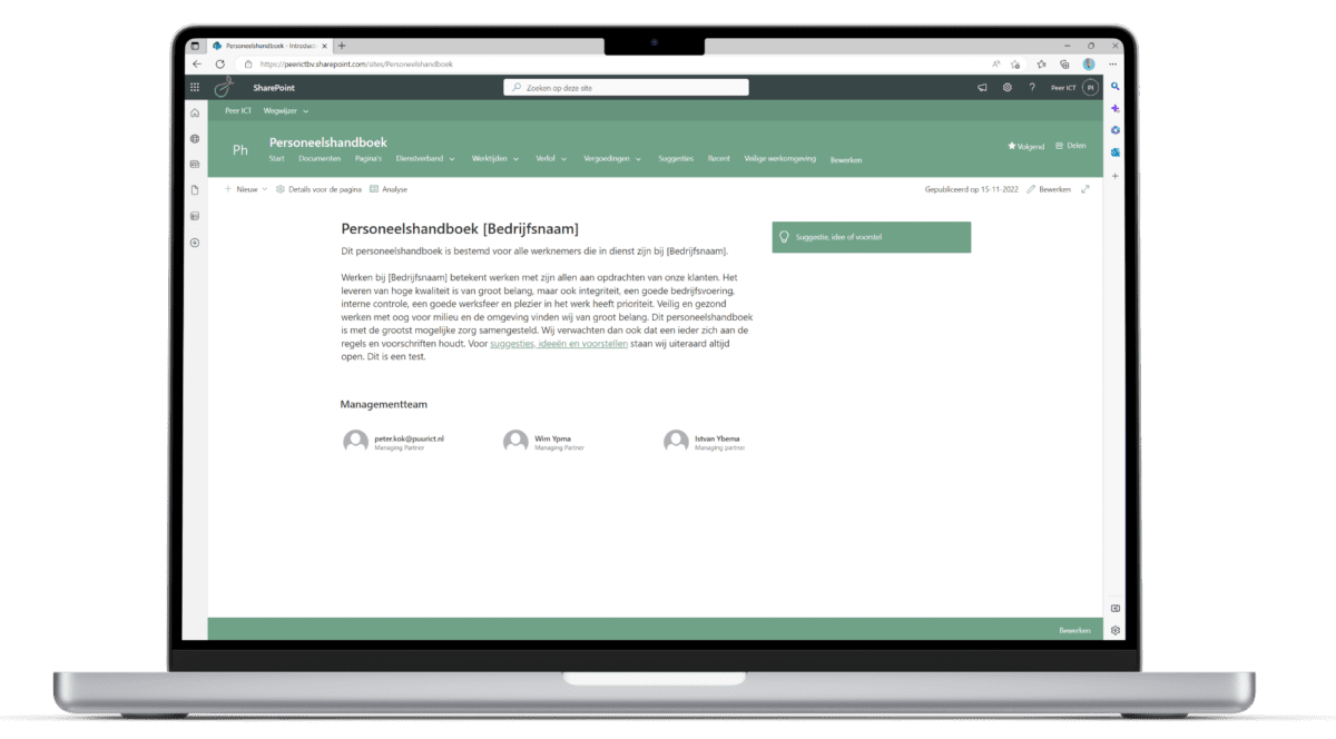 Personeelshandboek- detail - SharePoint modules