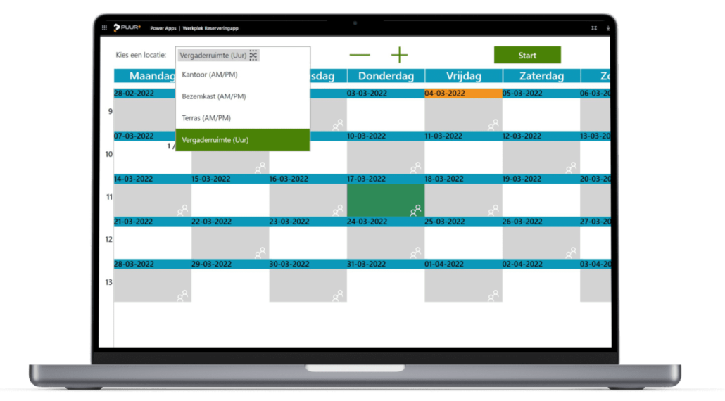 Laptop werkplek reserveren overzicht